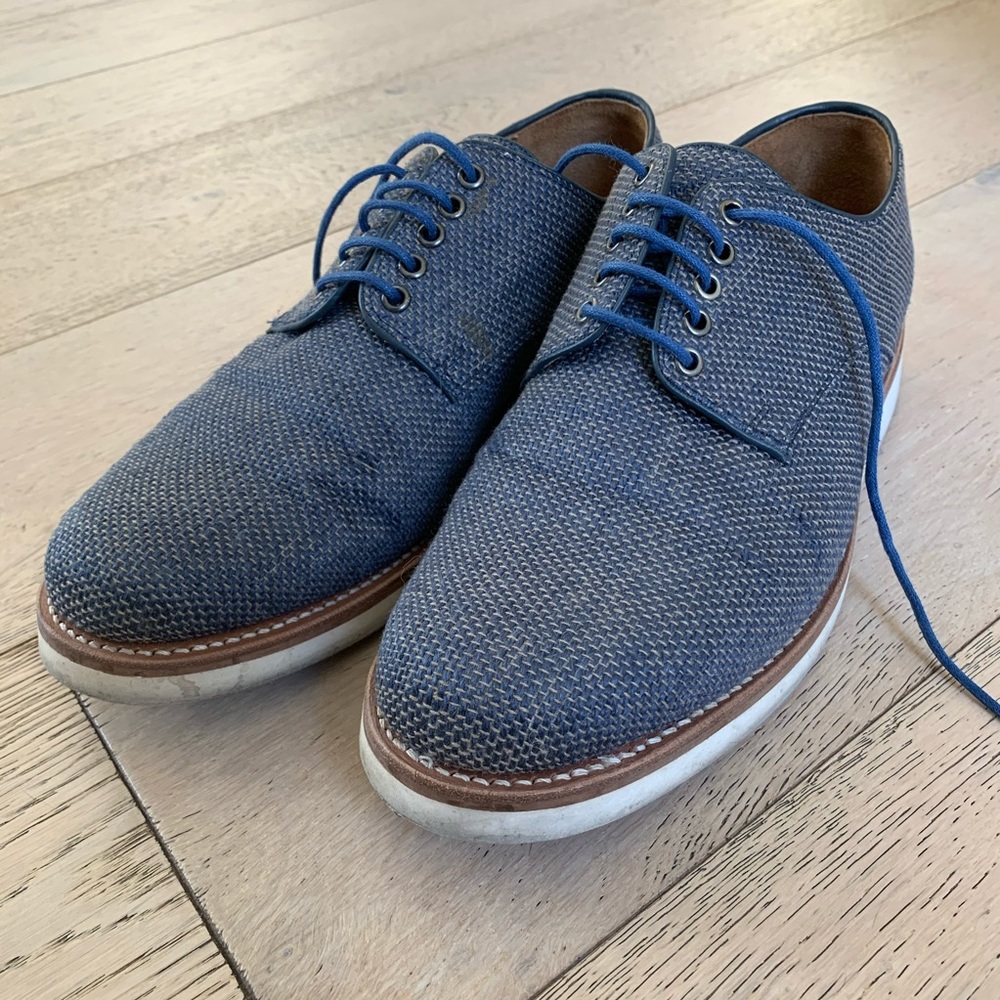 Grenson Blue Canvas Oxfords